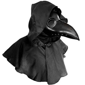 HAOSUN Plague Doctor Mask and Cloak Halloween Costumes for Men 3 in 1 Scary Masks for Adult