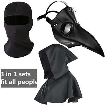 HAOSUN Plague Doctor Mask and Cloak Halloween Costumes for Men 3 in 1 Scary Masks for Adult