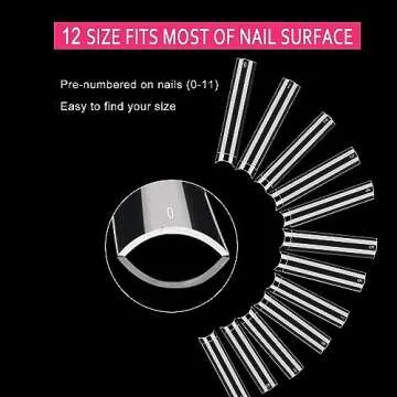 504Pcs No C Curve 3XL Extra Long Square Nail Tips for Acrylic Nails Professional, SWETIDY Clear Straight Flattened Half Cover False Nails Tips with Case for Nail Salons and Home DIY, 12 Sizes