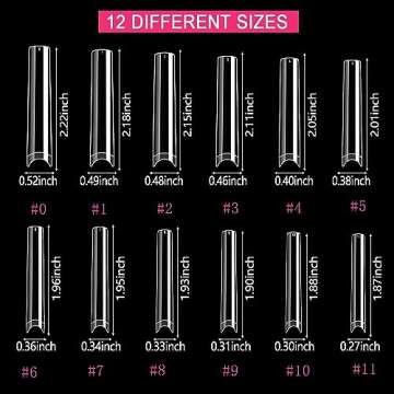 504Pcs No C Curve 3XL Extra Long Square Nail Tips for Acrylic Nails Professional, SWETIDY Clear Straight Flattened Half Cover False Nails Tips with Case for Nail Salons and Home DIY, 12 Sizes