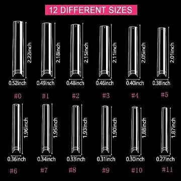 504Pcs No C Curve 3XL Extra Long Square Nail Tips for Acrylic Nails Professional, SWETIDY Clear Straight Flattened Half Cover False Nails Tips with Case for Nail Salons and Home DIY, 12 Sizes