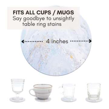 Abstract Marble Coasters with Holder Set of 6, Coffee Table Decor, Coasters for Drinks, Coasters for Coffee Table, Coaster Set, Marble Coasters, Drink Coasters, Stone Coasters for Drinks Absorbent