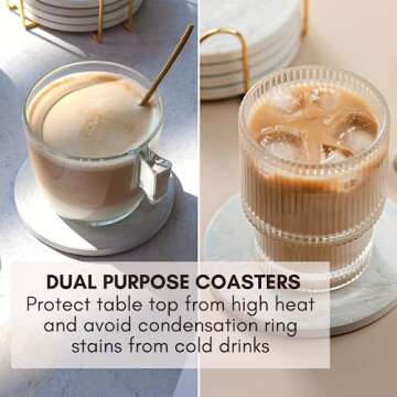 Abstract Marble Coasters with Holder Set of 6, Coffee Table Decor, Coasters for Drinks, Coasters for Coffee Table, Coaster Set, Marble Coasters, Drink Coasters, Stone Coasters for Drinks Absorbent