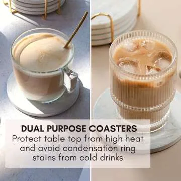 Abstract Marble Coasters with Holder Set of 6, Coffee Table Decor, Coasters for Drinks, Coasters for Coffee Table, Coaster Set, Marble Coasters, Drink Coasters, Stone Coasters for Drinks Absorbent