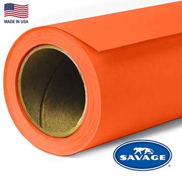 Savage Seamless Paper Photography Backdrop - Color #82 Tangelo, Size 53 Inches Wide x 36 Feet Long, ...