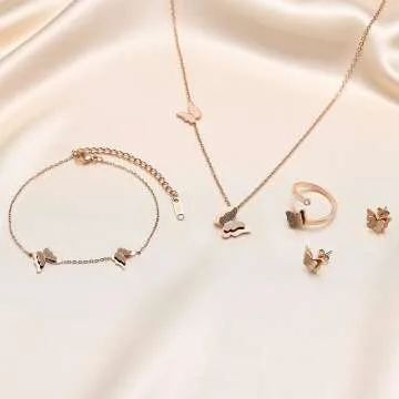 VNOX Women's Adjustable Butterfly Jewelry Set