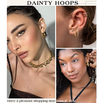 14K Gold Plated Chunky Hoop Earrings for Women