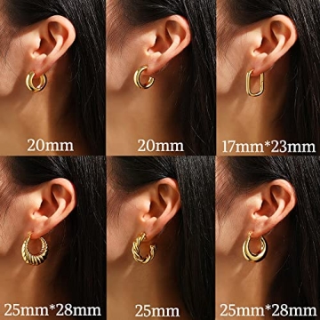 14K Gold Plated Chunky Hoop Earrings for Women