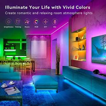 50FT Smart LED Strip Lights, Sync to Music with 40 Key Remote Controller，Lighting Strips with App Control LED Lights for Bedroom,Christmas Lights decration (Multi-Colored, 50FT)