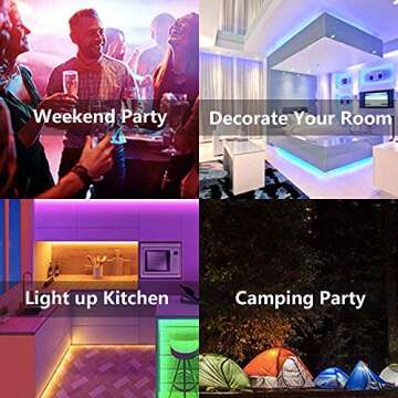 50FT Smart LED Strip Lights, Sync to Music with 40 Key Remote Controller，Lighting Strips with App Control LED Lights for Bedroom,Christmas Lights decration (Multi-Colored, 50FT)