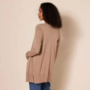 Amazon Essentials Women's Lightweight Open-Front Cardigan Sweater (Available in Plus Size), Camel Heather, X-Large