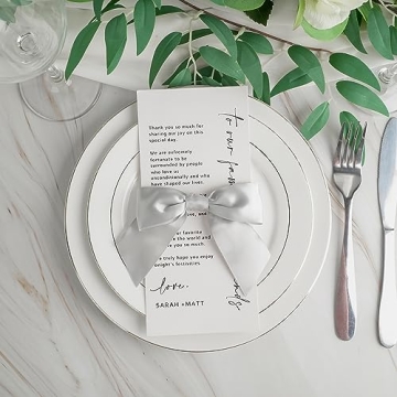 AIMUDI Satin Twist Tie Bows - 36 PCs Pre-Tied Silver Bows