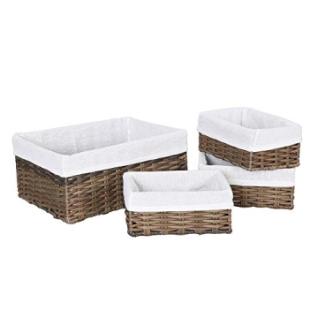 HOSROOME Handmade Wicker Baskets - Set of 4 Brown Storage Baskets for Home Organization