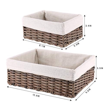 Handmade Wicker Storage Baskets Set of 4 Brown Organizers