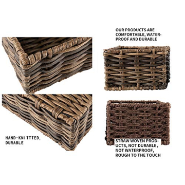 Handmade Wicker Storage Baskets Set of 4 Brown Organizers