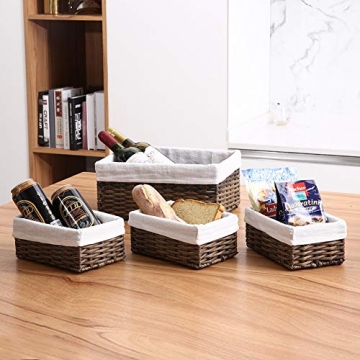 Handmade Wicker Storage Baskets Set of 4 Brown Organizers