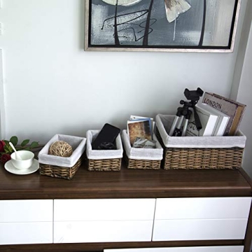 Handmade Wicker Storage Baskets Set of 4 Brown Organizers