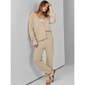 ANRABESS Women 2 Piece Cardigan Set for Cozy Fall Style