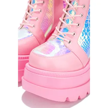 Cape Robbin Holographic Platform Ankle Boots for Women