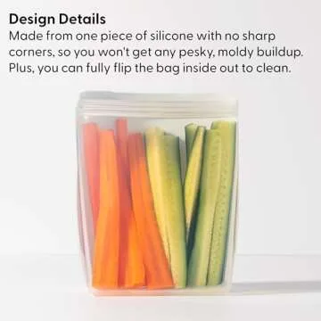 W&P Porter Silicone Reusable Storage Bag, Sandwich (36oz Stand-Up), Cream, Food Storage Container, Microwave and Dishwasher Safe, Easy Cleaning