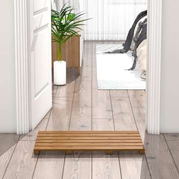 Bamboo Wooden Bath Mat - Luxury Non-Slip Waterproof Design