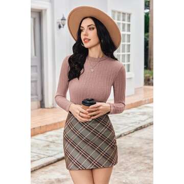 Ekouaer Womens Long Sleeve Tops Ribbed Fitted Thermal Shirts for Women Crew Neck Undershirt Trendy Under Scrubs Sweater Basic Layering Dirty Pink M