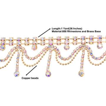 KAOYOO 1 Yard Crystal Rhinestone Tassel Chain with Copper Beads for Stunning DIY Crafts