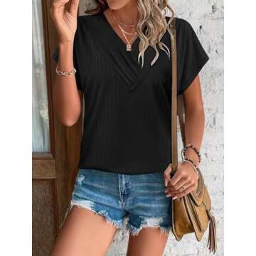 Bliwov Women's Summer V Neck Tops for Trendy Style