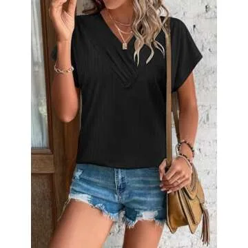 Bliwov Women's Summer V Neck Tops for Trendy Style