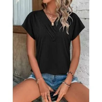 Bliwov Women's Summer V Neck Tops for Trendy Style