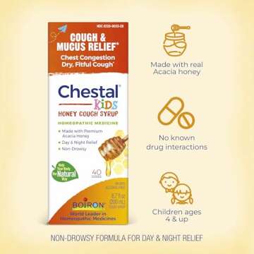 Boiron Chestal Honey Children's Cough Syrup for Nasal and Chest Congestion, Runny Nose, and Sore Throat Relief - 6.7 Fl oz