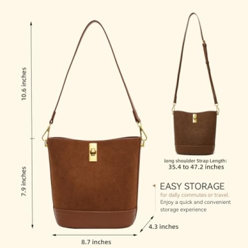 ONE2MAY Small Bucket Bag Bucket Purse for Women Shoulder Purse Crossbody Handbag Mini Faux Suede Hobo Bag (Caramel)