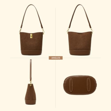 ONE2MAY Small Bucket Bag Bucket Purse for Women Shoulder Purse Crossbody Handbag Mini Faux Suede Hobo Bag (Caramel)