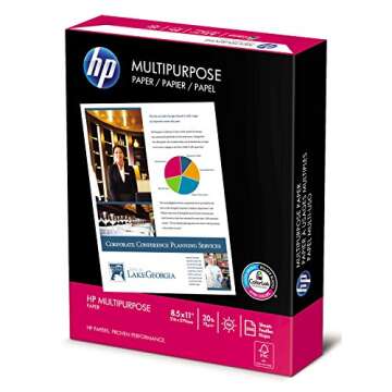 HP Papers | 8.5 x 11 Paper | MultiPurpose 20 lb | 5 Ream Case - 2500 Sheets | 96 Bright | Made in US...