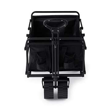 Seina 150 Pound Capacity Heavy Duty Steel Frame Collapsible Folding Outdoor Portable Utility Cart Wagon with All Terrain Plastic Wheels, Black