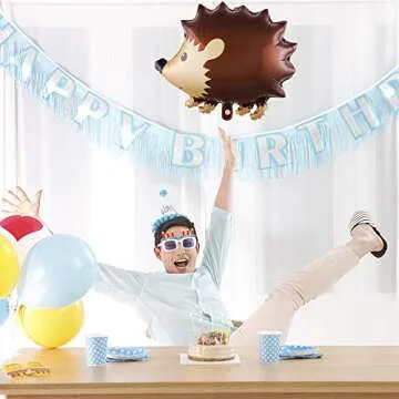 HORUIUS Woodland Animal Balloons Fox Hedgehog Squirrel Raccoon Foil Mylar Balloon for Baby Shower Kids Boys Woodland Animals Theme Birthday Party Supplies Decorations 4PCS