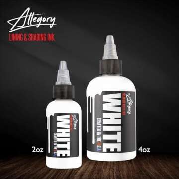 Allegory Tattoo Ink – White, Premium White Tattoo Ink, Perfect for Mixing, Shading and Highlighting, Smooth, Consistent Pigment, Vegan Friendly Tattoo Color, Organic Ink, Crafted in The USA, 2 oz