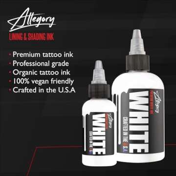 Allegory Tattoo Ink – White, Premium White Tattoo Ink, Perfect for Mixing, Shading and Highlighting, Smooth, Consistent Pigment, Vegan Friendly Tattoo Color, Organic Ink, Crafted in The USA, 2 oz
