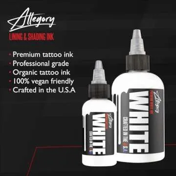 Allegory Tattoo Ink – White, Premium White Tattoo Ink, Perfect for Mixing, Shading and Highlighting, Smooth, Consistent Pigment, Vegan Friendly Tattoo Color, Organic Ink, Crafted in The USA, 2 oz