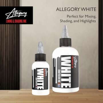 Allegory Tattoo Ink – White, Premium White Tattoo Ink, Perfect for Mixing, Shading and Highlighting, Smooth, Consistent Pigment, Vegan Friendly Tattoo Color, Organic Ink, Crafted in The USA, 2 oz