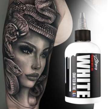 Allegory Tattoo Ink – White, Premium White Tattoo Ink, Perfect for Mixing, Shading and Highlighting, Smooth, Consistent Pigment, Vegan Friendly Tattoo Color, Organic Ink, Crafted in The USA, 2 oz