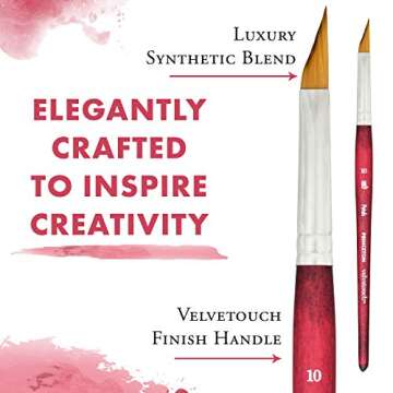Princeton Velvetouch, Series 3950, Paint Brush for Acrylic, Oil and Watercolor, Petal, 10