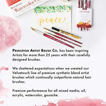 Princeton Velvetouch, Series 3950, Paint Brush for Acrylic, Oil and Watercolor, Petal, 10