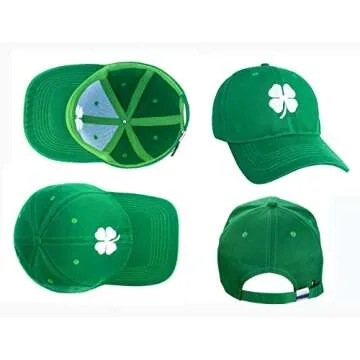 St. Patrick's Day 4 Leaf Clover Baseball Hat Adjustable Embroidery Shamrock Baseball Cap for Men and Women