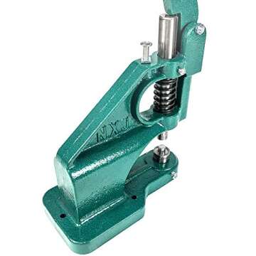 QWORK - Hand Press Heavy Duty Eyelet Grommet Machine Punch Tool Kit with 3 Dies and 1500 Pcs Silver Grommets