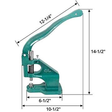 QWORK - Hand Press Heavy Duty Eyelet Grommet Machine Punch Tool Kit with 3 Dies and 1500 Pcs Silver Grommets