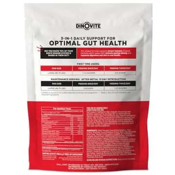 Dinovite Probiotic Supplement for Dogs - Ultimate Skin & Gut Health Boost - 30 Day Supply for Large ...