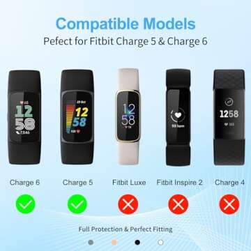NANW 3-Pack Screen Protector Compatible with Fitbit Charge 6/5 (Not for Charge 4/3), TPU Rugged Bump...