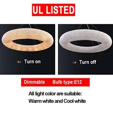 MEEROSEE Modern Crystal Chandeliers Ceiling Lights Fixtures Pendant Lighting Orb Ring Chandelier Con...