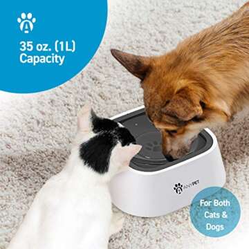 AnyPet No-Spill Dog Water Bowl, Anti-Splash Pet Slow Drinking Water Feeder, Spill Proof Travel Bowls for Large Medium Small Dogs and Cats
